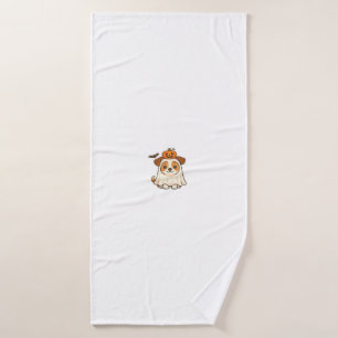 Kawaii Halloween Dog � Pumpkin Ghost Puppy Sticker Bath Towel