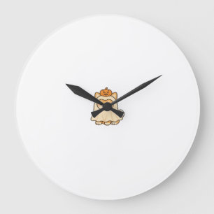 Kawaii Halloween Dog � Pumpkin Ghost Puppy Sticker Large Clock