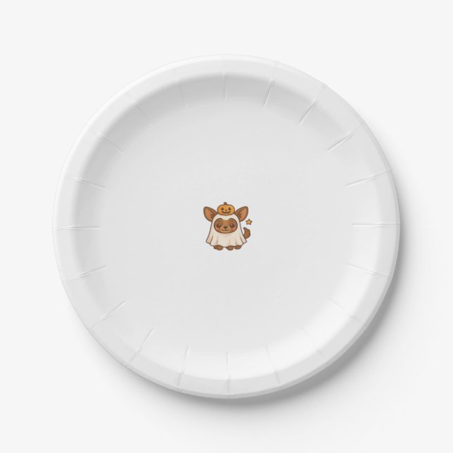 Kawaii Halloween Dog � Pumpkin Ghost Puppy Sticker Paper Plate (Front)