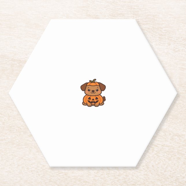 Kawaii Halloween Dog � Pumpkin Puppy Sticker Class Paper Coaster (Front)