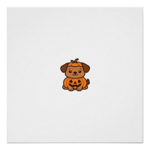 Kawaii Halloween Dog � Pumpkin Puppy Sticker Class Poster