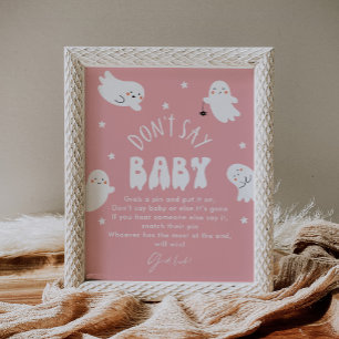 Kawaii Halloween Don't Say Baby Shower Game Sign