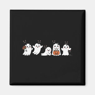Kawaii Halloween Ghosts With Black Cats Spooky Magnet