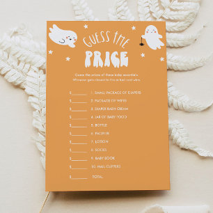 Kawaii Halloween Guess the Price Baby Shower Game Invitation