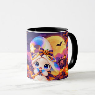 Kawaii Halloween Mug Pumpkins and Haunted House