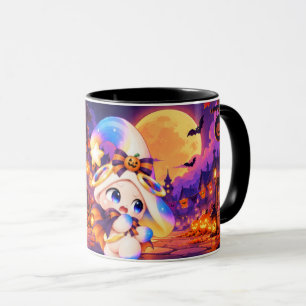 Kawaii Halloween Mug Pumpkins and Little Ghost