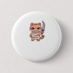 Kawaii Halloween Mummy Cat with Sword Classic T-Sh 6 Cm Round Badge