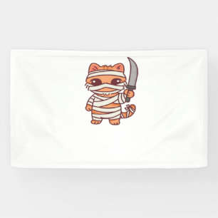 Kawaii Halloween Mummy Cat with Sword Classic T-Sh Banner