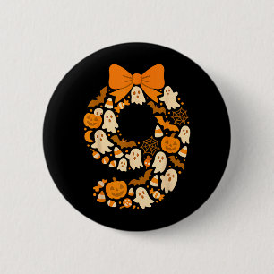 Kawaii Halloween Ninth Birthday Number Nine 9 Year 6 Cm Round Badge