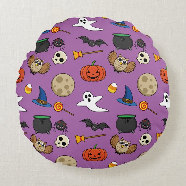 Kawaii Halloween Pack Round Cushion (Front)
