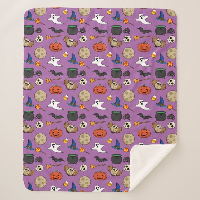 Kawaii Halloween Pack Sherpa Blanket (Front)