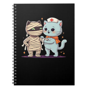 Kawaii Halloween Pals Mummy & Nurse cat Oversized Notebook
