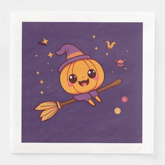 Kawaii Halloween Pumpkin Napkin (Front)