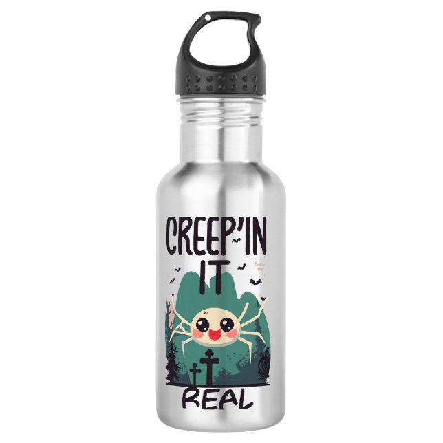 Kawaii Halloween Spider Pun 710 Ml Water Bottle (Front)
