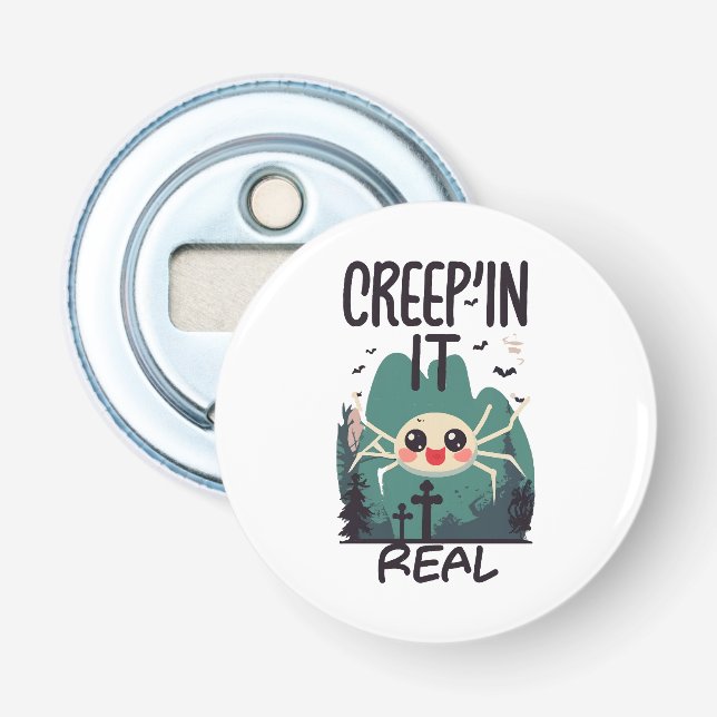 Kawaii Halloween Spider Pun Bottle Opener (Front)