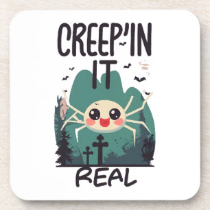 Kawaii Halloween Spider Pun Coaster