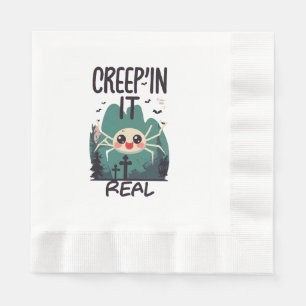 Kawaii Halloween Spider Pun Napkin