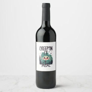 Kawaii Halloween Spider Pun Wine Label
