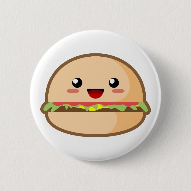 Kawaii Hamburger 6 Cm Round Badge (Front)