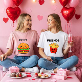 Kawaii hamburger and French fries T-shirt for coup