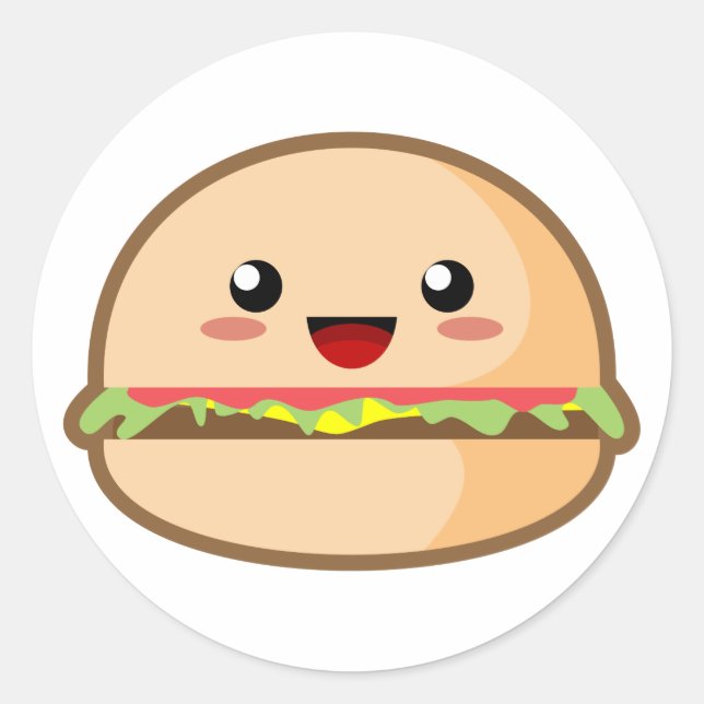 Kawaii Hamburger Classic Round Sticker (Front)
