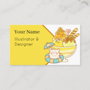 Kawaii Hamster Giant Sundae - Summer Ice Cream & V Business Card