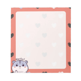 Kawaii Hamster & Hearts Notepad