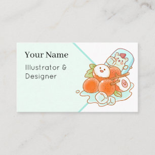 Kawaii Hamster Lychee Fruit - Cute Summer Aestheti Business Card