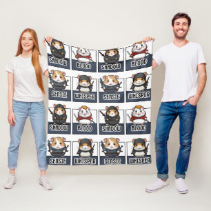 Kawaii Hamster Ninja Pattern Fleece Blanket