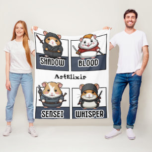 Kawaii Hamster Ninja Print  Fleece Blanket