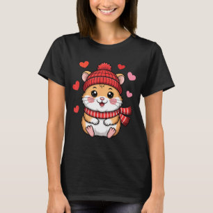 Kawaii Hamster Valentines Day Hearts Scarf Beanie  T-Shirt