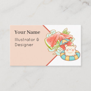 Kawaii Hamster Watermelon Summer - Cute Aesthetic Business Card