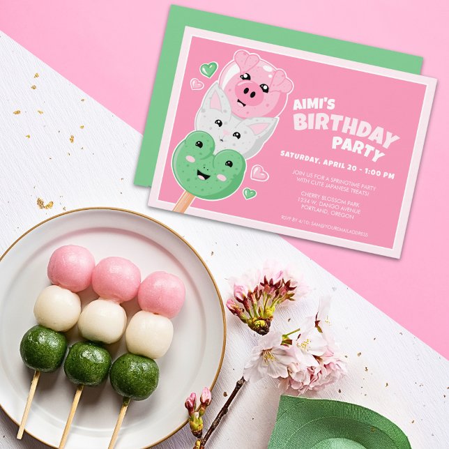 Kawaii Hanami Dango Birthday Party Invitation (Creator Uploaded)