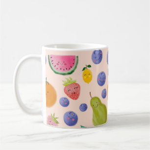 Kawaii Hand-drawn Happy Fruits Coffee Mug