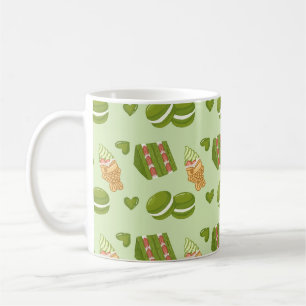 Kawaii Hand-Drawn Matcha Sweets Seamless Pattern Coffee Mug