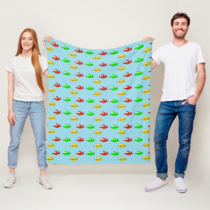Kawaii happy aeroplanes fleece blanket