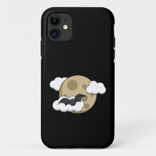Kawaii Happy Bat Flying on Full Moon iPhone 11 Case