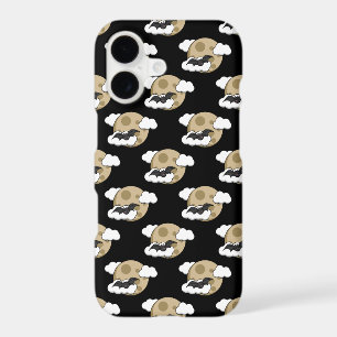 Kawaii Happy Bat Flying on Full Moon Pattern