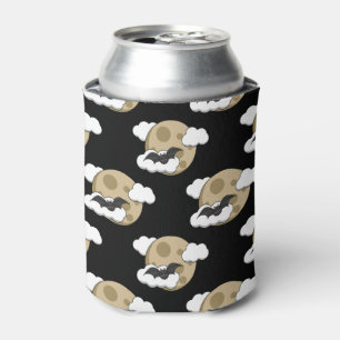 Kawaii Happy Bat Flying on Full Moon Pattern Can Cooler