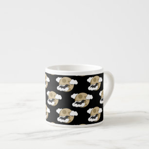 Kawaii Happy Bat Flying on Full Moon Pattern Espresso Cup