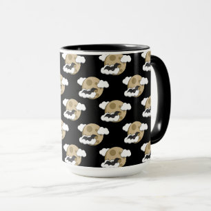 Kawaii Happy Bat Flying on Full Moon Pattern Mug