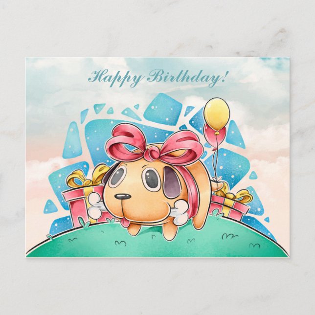 Kawaii Happy Birthday Postcard (Front)