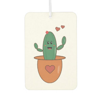 Kawaii Happy Cactus Graphic – Cute Smiling  Car Air Freshener