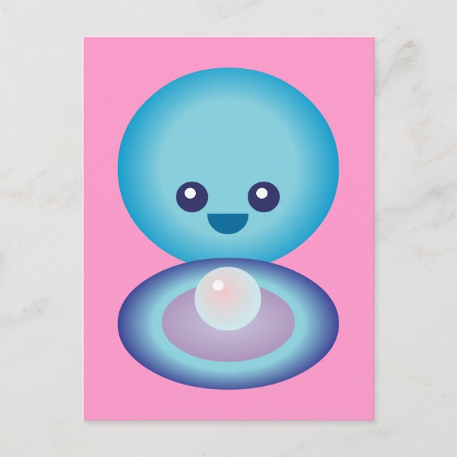 Kawaii Happy Clam Postcard (Front)