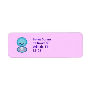Kawaii Happy Clam Return Address Label