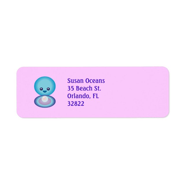 Kawaii Happy Clam Return Address Label (Front)