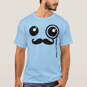 Kawaii Happy Face with Monocle and Moustache T-Shi T-Shirt