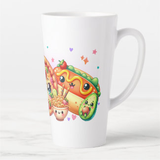 Kawaii Happy Food Cute Burger, Pizza & Hotdog Latte Mug