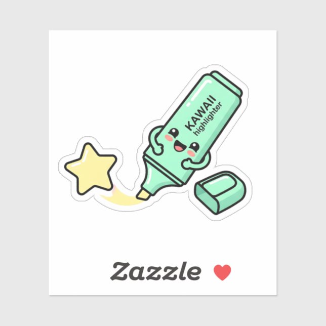 Kawaii Happy Highlighter Star Study Sticker (Sheet)
