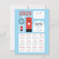 Kawaii Happy Mail 2026 Calendar